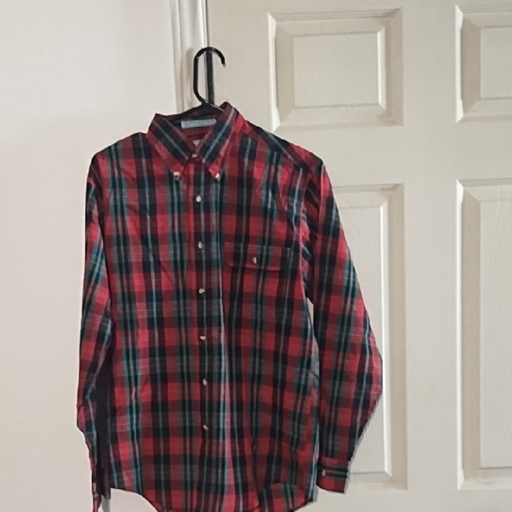 Levi's Men's Red and Green Plaid Shirt